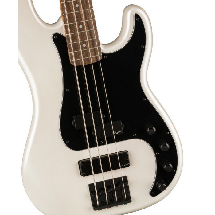 Squier Contemporary Active Precision Bass Ph IL Black PG Pearl White, body closeup