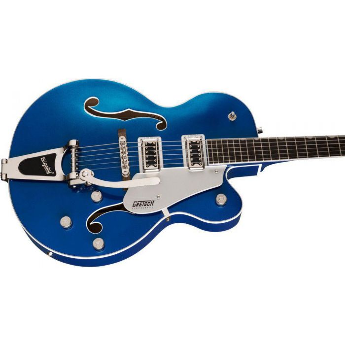 Gretsch G5420t Electromatic Classic Hollow Body Single cut Bigsby Azure Metallic, angled view