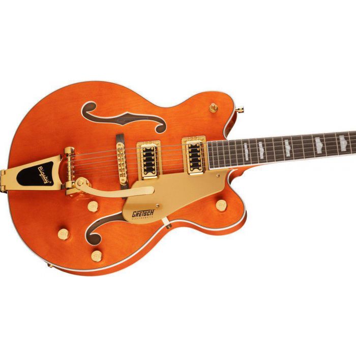 Gretsch G5422tg Electromatic Classic Hollow Body DC Bigsby Orange Stain, angled view