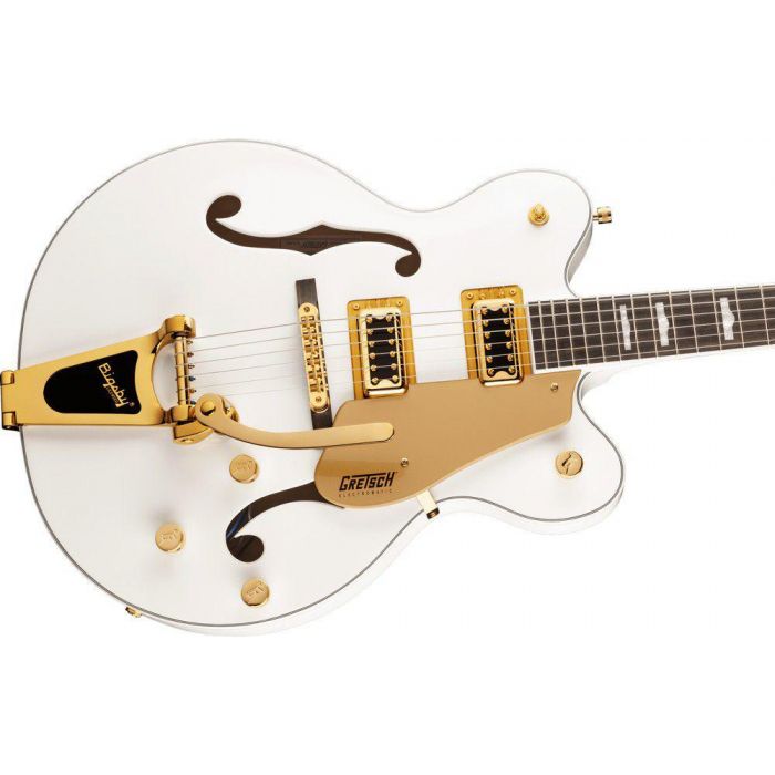 Gretsch G5422tg Electromatic Classic Hollow Body DC Bigsby Snowcrest White, angled view