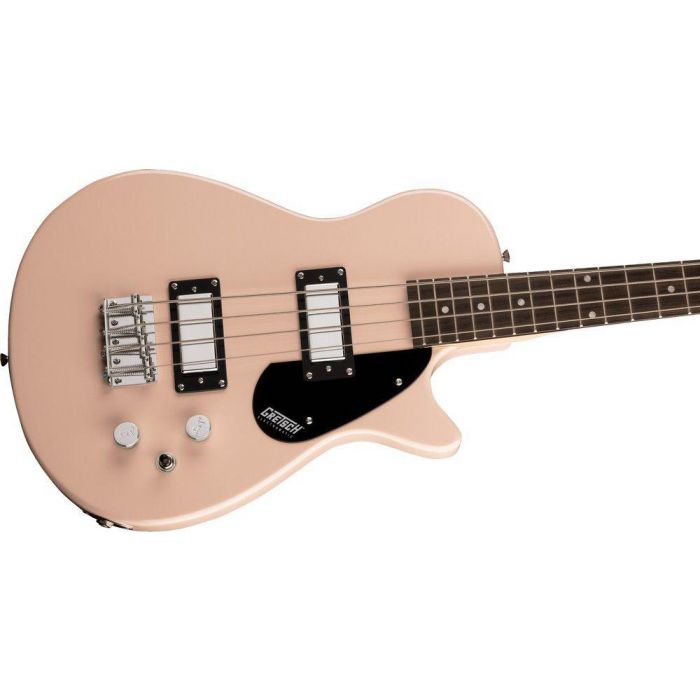 Gretsch G2220 Electromatic Jr Jet Bass II Short scale Shell Pink, angled view