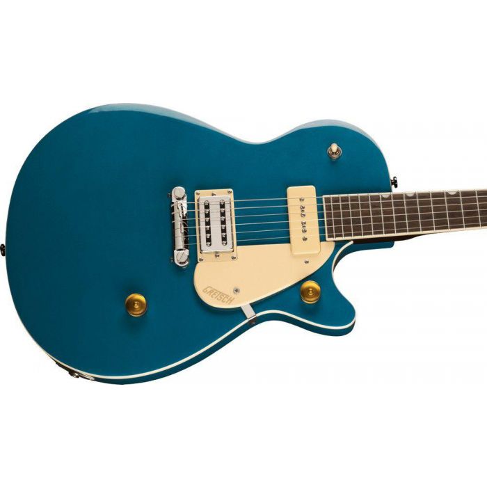 Gretsch G2215 p90 Streamliner Jr Jet Club P90 Ocean Turquoise, angled view