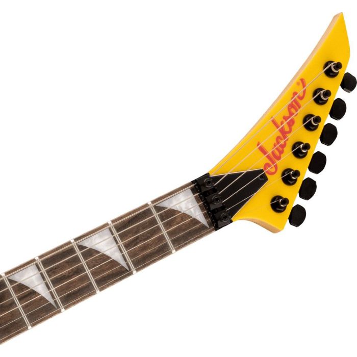 Jackson X Dinky Dk3xr HSS IL, Caution Yellow headstock front