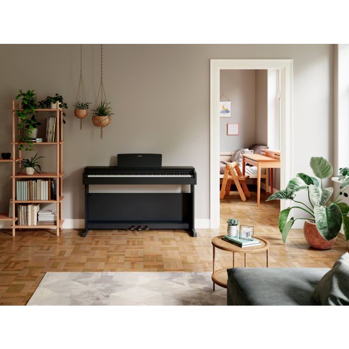 Yamaha digital piano in a home setup