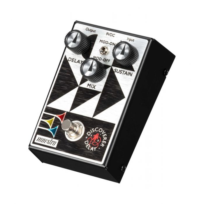 Angled view of the Maestro Discoverer Delay Effects Pedal