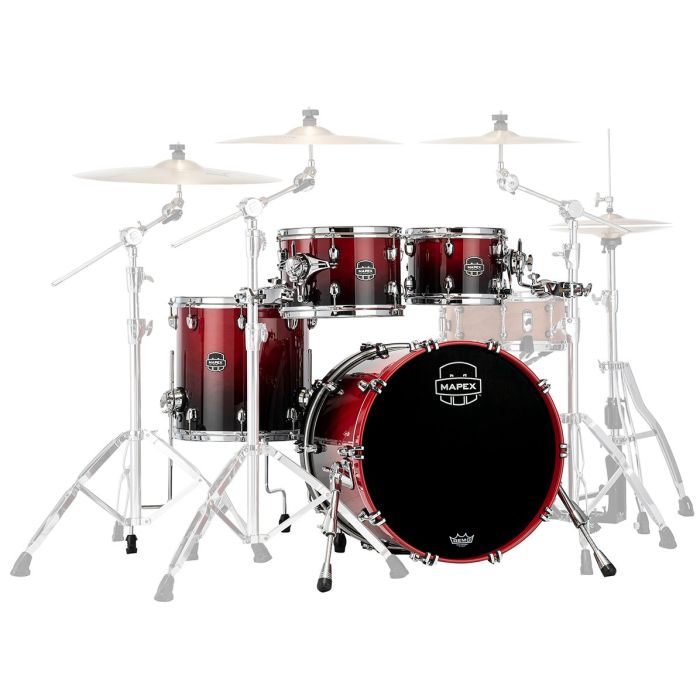 Mapex Saturn 2020 SR529XU 4-Piece Shell Pack, Scarlet Fade Front
