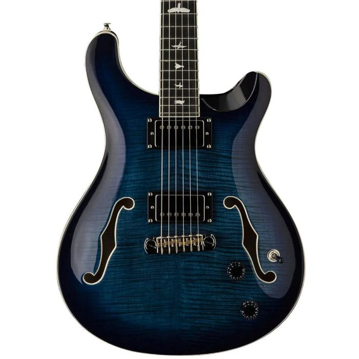 PRS SE Hollowbody II Electric Guitar, Faded Blue Burst Body Zoom