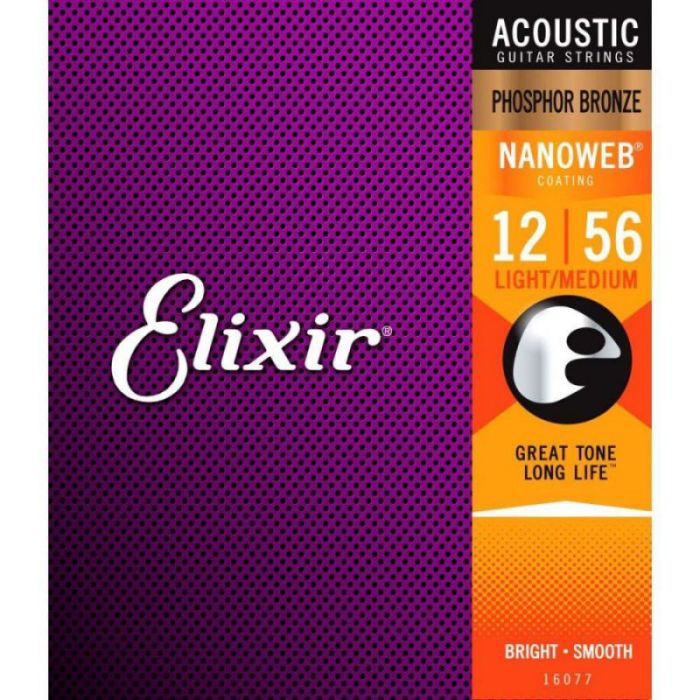 Elixir Phos. Bronze NANOWEB Acoustic Strings Light-Medium 12-56 front view