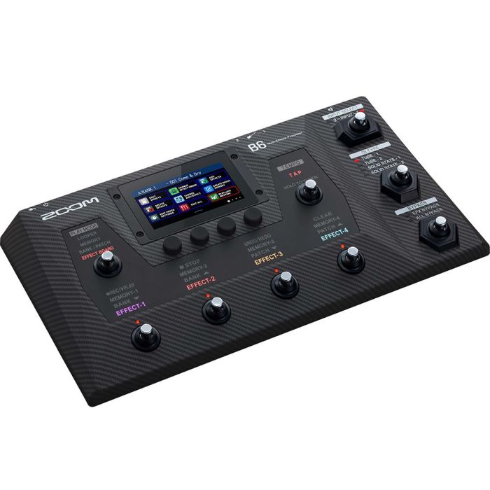 Angled view of the Zoom B6 Bass Multi Effects Processor