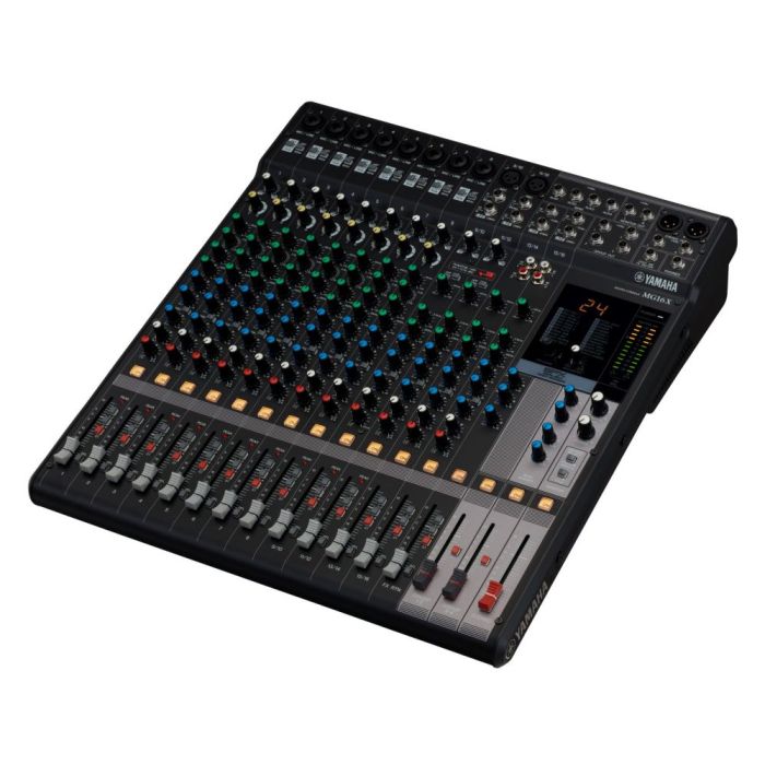 Angled view of the Yamaha MG16X CV Mixing Console
