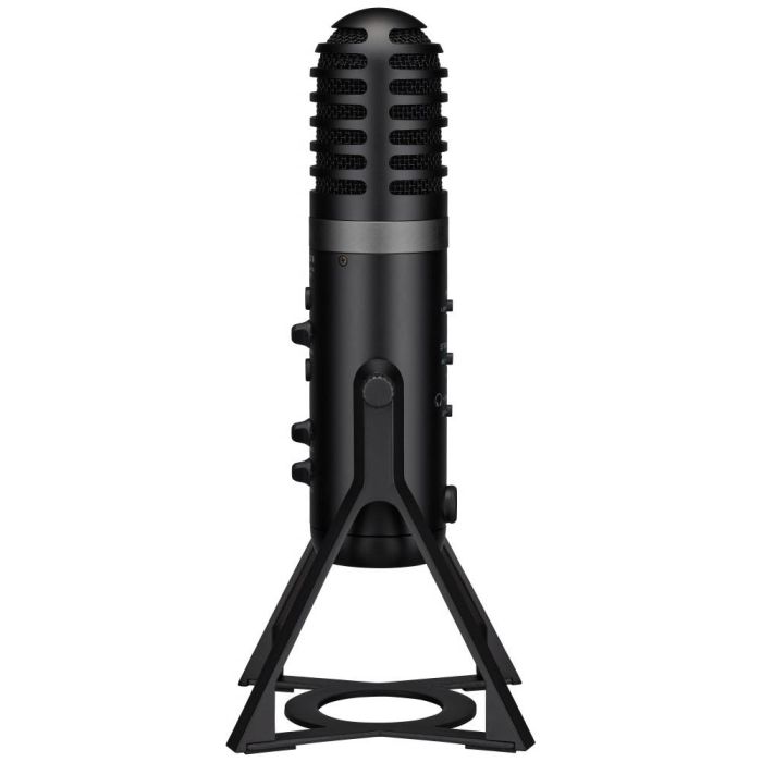 Side view of the Yamaha AG01 Live Streaming USB Microphone, Black