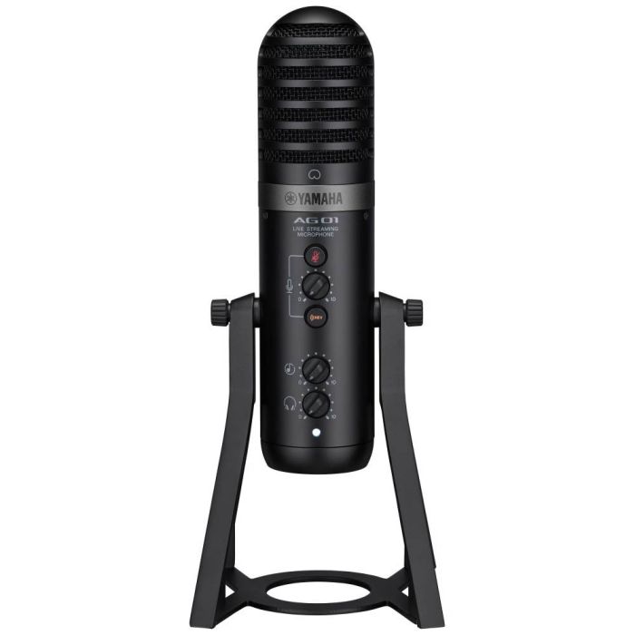 Front view of the Yamaha AG01 Live Streaming USB Microphone, Black
