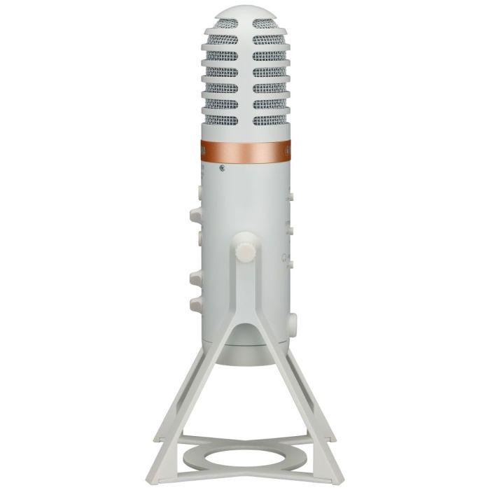 Side view of the Yamaha AG01 Live Streaming USB Microphone, White