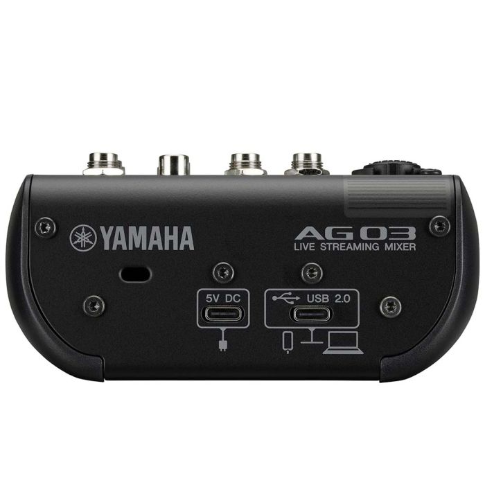 Back view of the Yamaha AG03MK2 Live Streaming Mixer Black