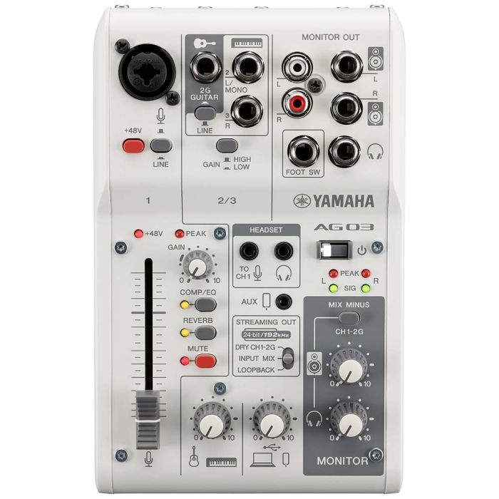 Overview of the Yamaha AG03MK2 Live Streaming Mixer White