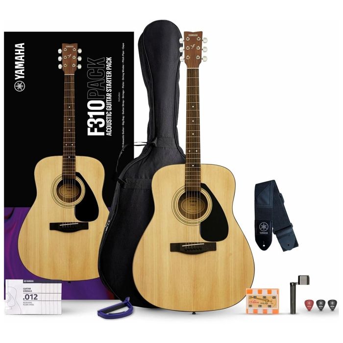 Yamaha F310PII Acoustic Guitar Pack, Natural front view