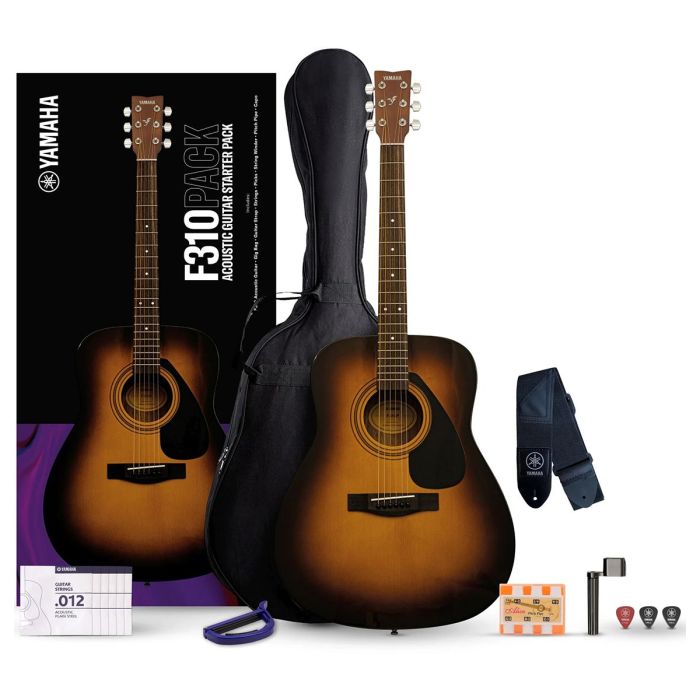 Yamaha F310PII Acoustic Pack, Tobacco Brown Sunburst front view