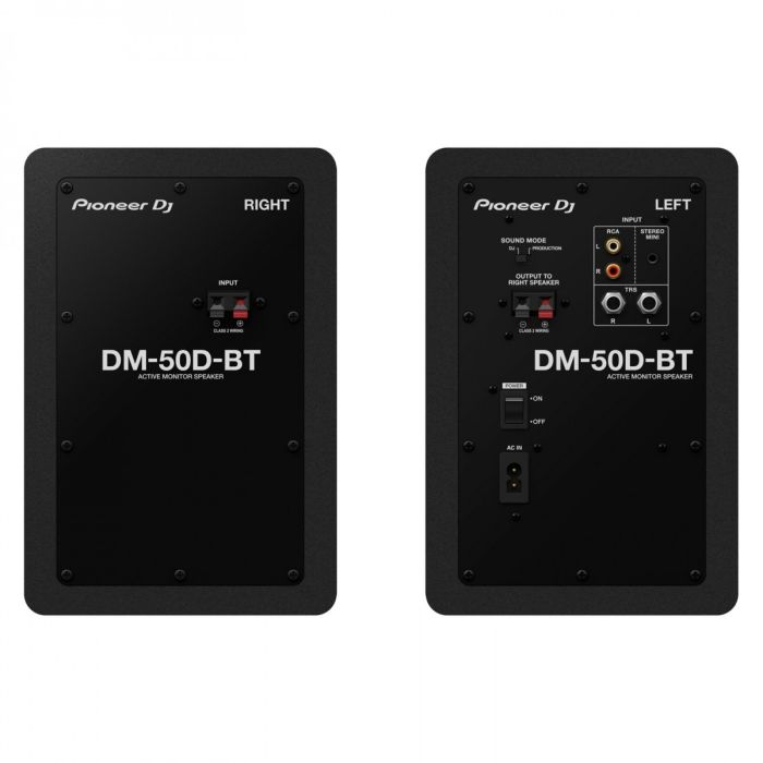 Back view of the Pioneer DJ DM-50D-BT Bluetooth Monitor Speakers, Black