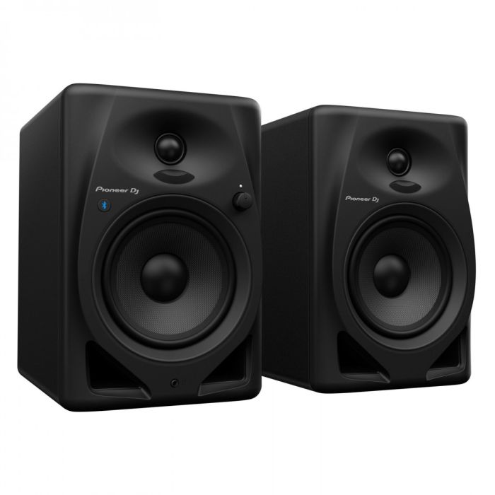 Angled view of the Pioneer DJ DM-50D-BT Bluetooth Monitor Speakers, Black