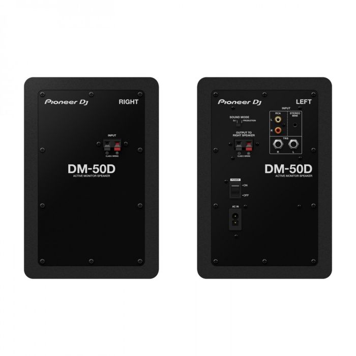 Back view of the Pioneer DJ DM-50D Active Monitor Speakers, Black