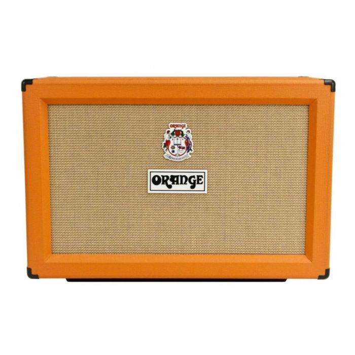 Front view of a Orange PPC212 Guitar Speaker Cabinet - 2x12 Orange