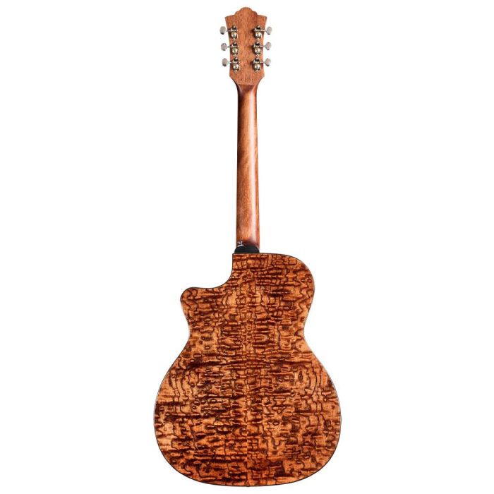 Back view of the Guild OM-260CE Deluxe Burl Acoustic Guitar