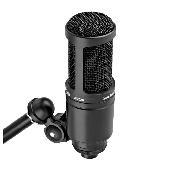 Angled view of the Audio Technica AT2020 Cardioid Condenser Microphone