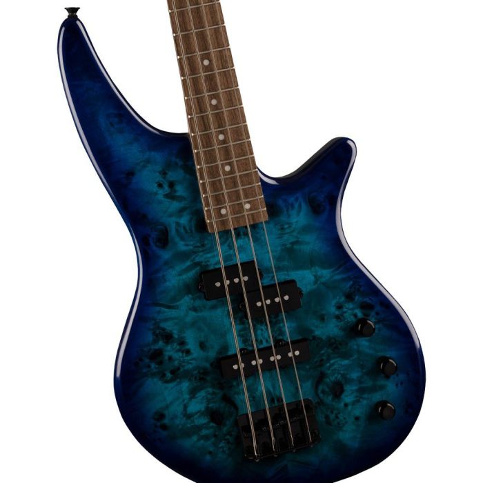 Jackson JS Series Spectra Bass JS2P, Blue Burst body closeup