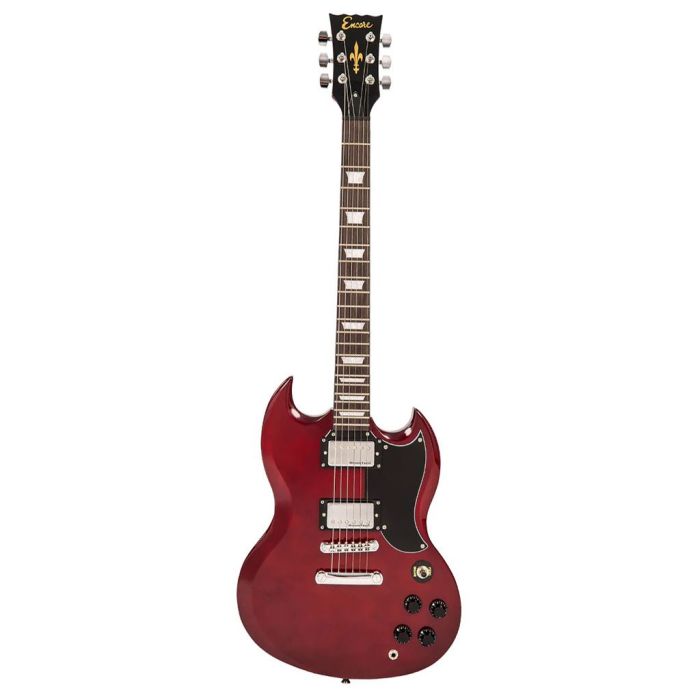 Encore Electric Guitar Cherry Red, front view