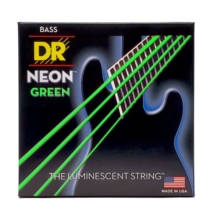 Dr Strings Ngb 45 Hi def Neon Green Bass Strings Medium 45 105, front of pack