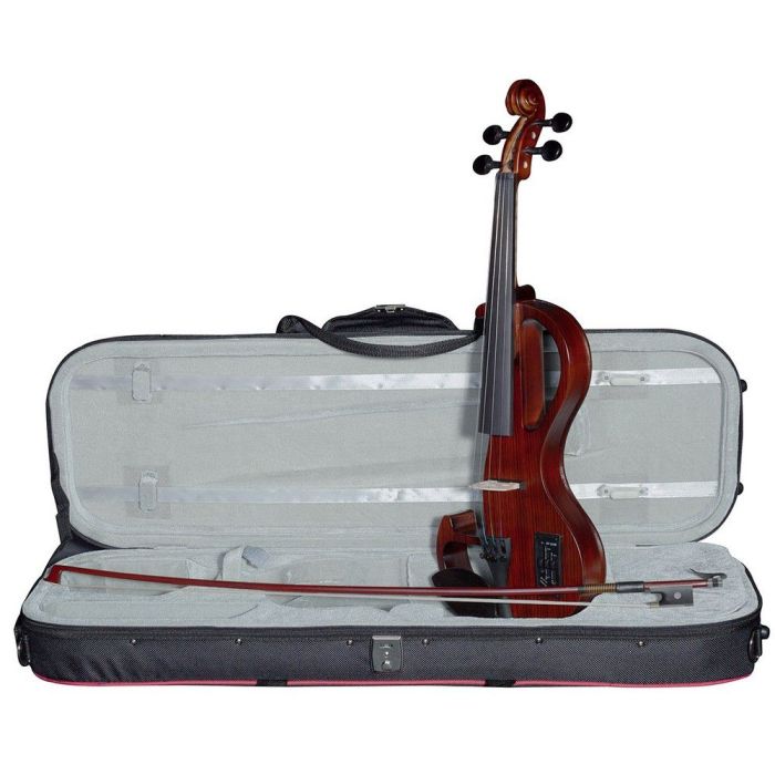 Hidersine Electric Violin Outfit Zebrawood, with open case