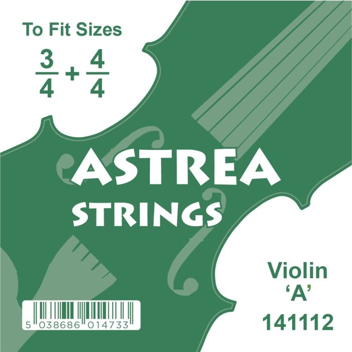 Astrea Violin 3/4 & 4/4 2nd String, Size A, Chrome Tape Wound front view