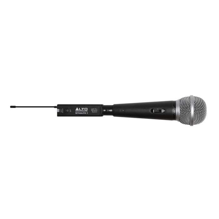 In microphone shot of the Alto Stealth One UHF Wireless Audio Transmitter And Receiver