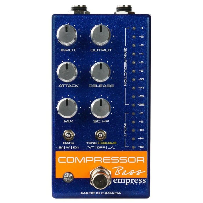 Empress Effects Bass Compressor 2, Blue Sparkle top-down view