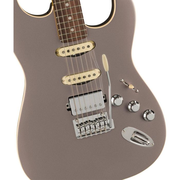 Fender Aerodyne Special Stratocaster HSS Dolphin Gray Metallic, body closeup