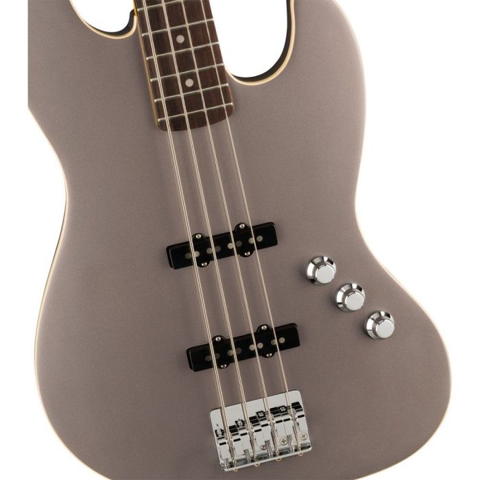 Fender Aerodyne Special Jazz Bass Dolphin Gray Metallic, body closeup