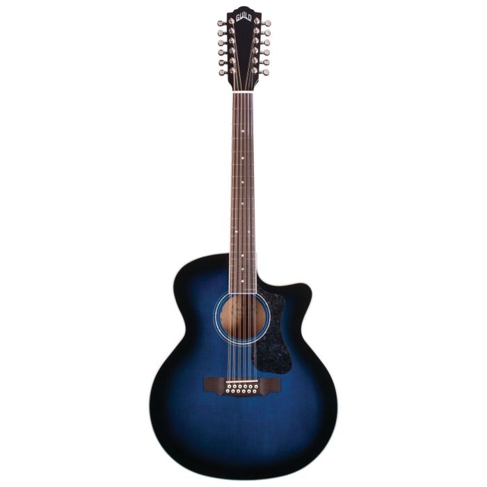 Guild F-2512ce Deluxe Maple Dark Blue Burst Acoustic Guitar, front view
