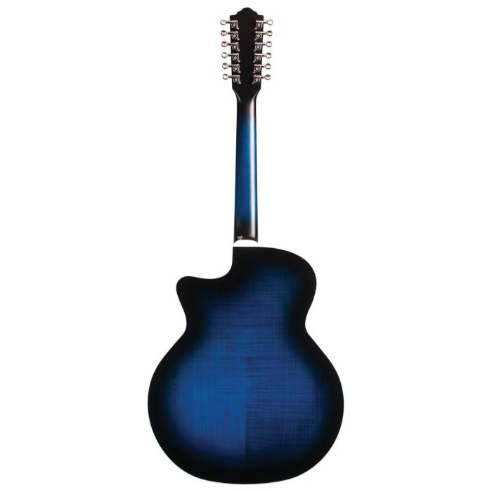 Guild F-2512ce Deluxe Maple Dark Blue Burst Acoustic Guitar, rear view