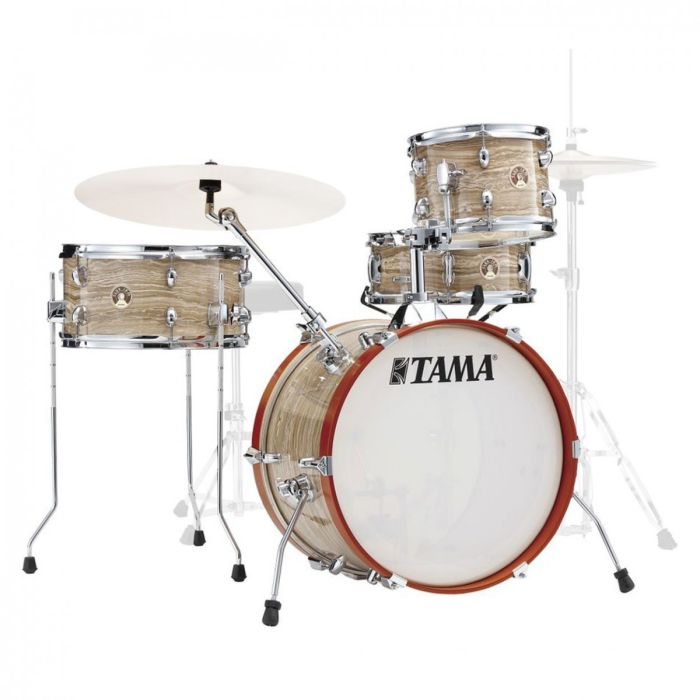 Tama club jam shell pack with cymbal holder, cream marble wrap front