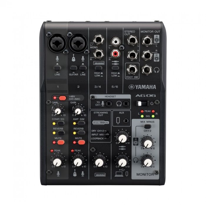 Overview of the Yamaha AG06MK2 6 Channel Mixer with USB Interface, Black