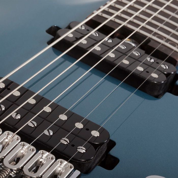 Schecter Aaron Marshall AM-7 7-String Guitar, Cobalt Slate pickups closeup