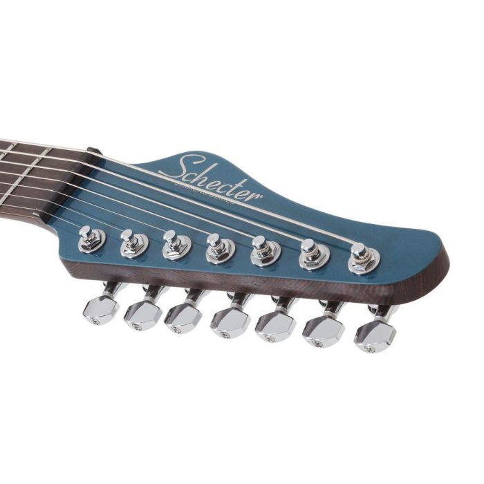 Schecter Aaron Marshall AM-7 7-String Guitar, Cobalt Slate headstock front