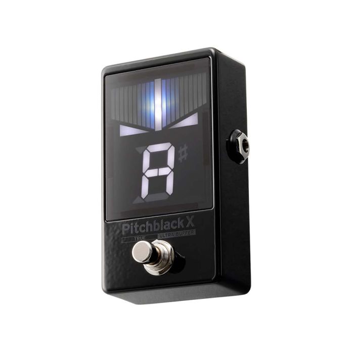 Angled view of the Korg Pitchblack X Chromatic Pedal Tuner