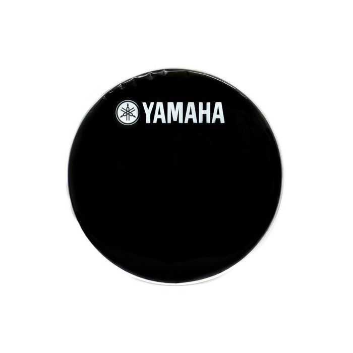 yamaha yamaha 22 black classic logo bass drum head, front view