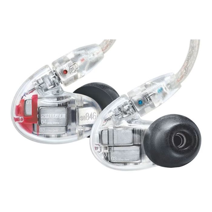 Close up of the Shure SE846 Gen2 Sound Isolating Earphones, Clear