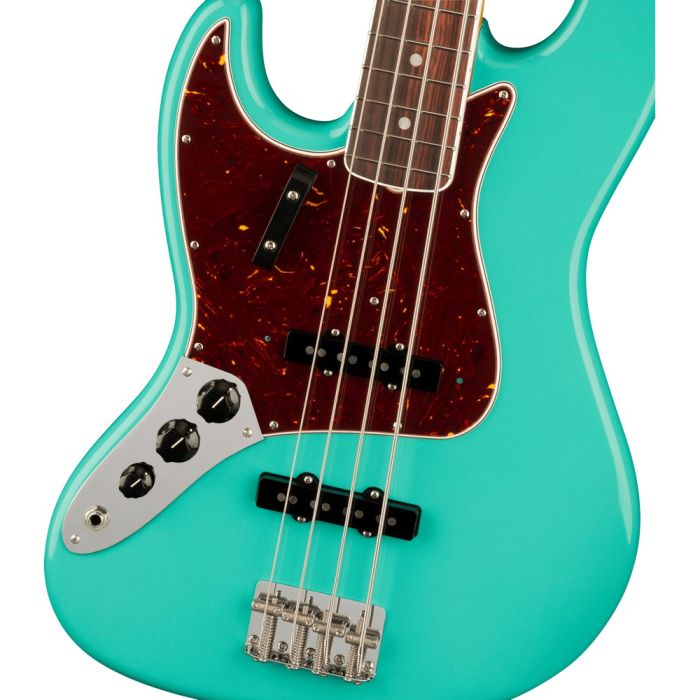 Fender American Vintage Ii 66 Jazz Bass Lh Rw Sea Foam Green, body closeup