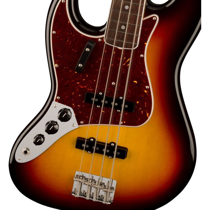Fender American Vintage Ii 66 Jazz Bass Lh Rw 3 Tone Sunburst, body closeup