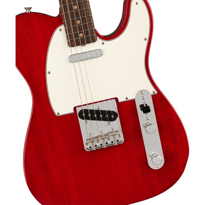 Fender American Vintage Ii 63 Tele Rw Red Transparent, body closeup