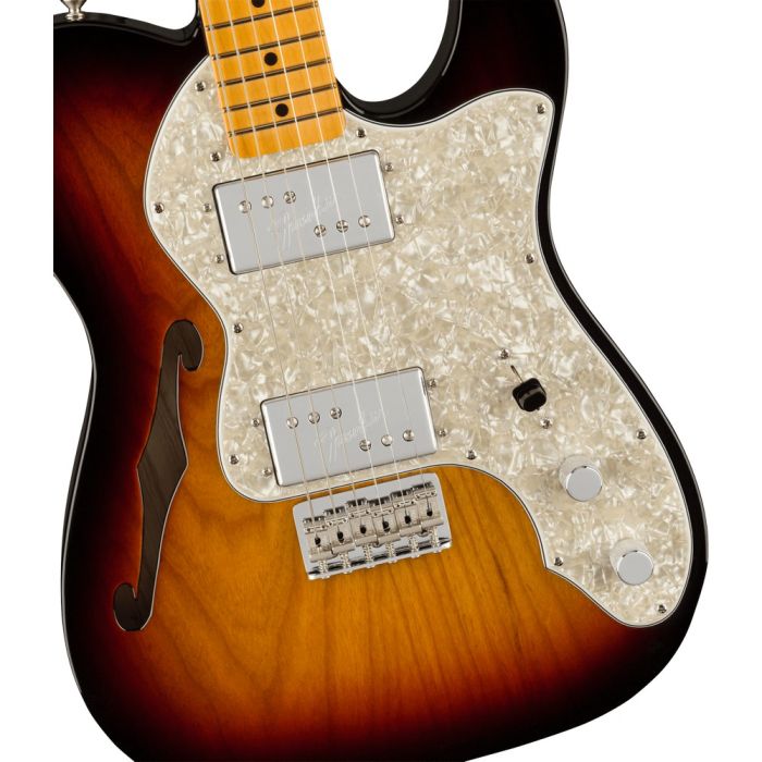 Fender American Vintage Ii 72 Tele Thinline Mn 3 Tone Sunburst, body closeup