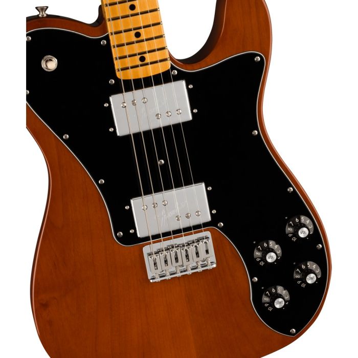 Fender American Vintage Ii 75 Tele Deluxe Mn Mocha, body closeup